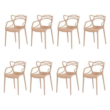 Imagem de Kit 8 Cadeiras Allegra Nude Sala Cozinha Jantar