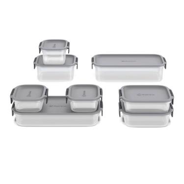 Imagem de Potes Herméticos de Plástico Electrolux Cinza 8 Unidades Empilháveis Modulares