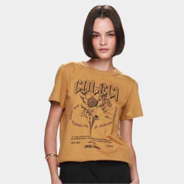Imagem de Camiseta Colcci Floral Feminina, Marrom claro, EP