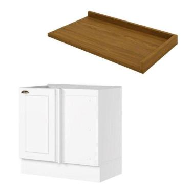 Imagem de Balcão Canto Americana Henn Com Tampo Mdf Henn 94 Cm Branco Nature - M