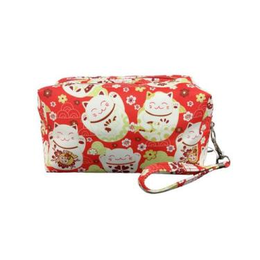 Imagem de Necessaire Estojo Bolsa de mão com alça gato da sorte - Dantas, Vermel