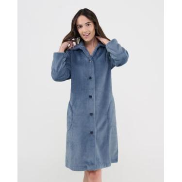 Imagem de Roupão Feminino Jacquard Diagonal Macio Azul Pacífico Lohe, Azul pacíf