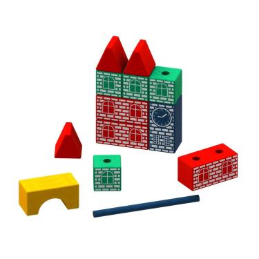 Imagem de Brinquedo Educativo de Blocos de Montar Brincando de Engenheiro Desafio dos Blocos 15 P...