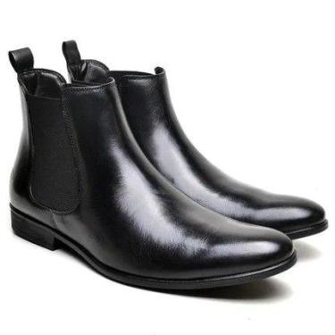 Imagem de Bota Chelsea Masculina Eventos Couro 42 Botina Masculina Cano Curto Pr
