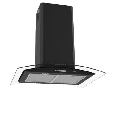Imagem de Coifa de Ilha Terim Ilha Teto Vidro Curvo Black 75cm Vidro Temperado com LED Preto 220V