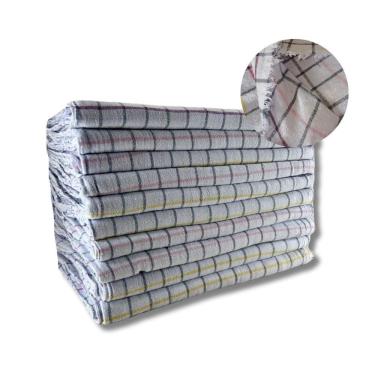 Imagem de Kit 20 Panos De Chão Grande 43x65cm Saco Duplo Quadriculado Alvejado Limpeza
