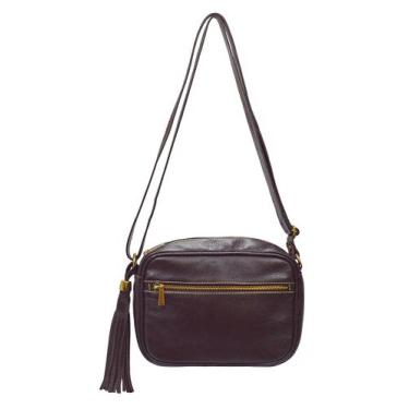 Imagem de Bolsa Feminina Transversal Marrom Café Pequena Alça com Ajuste em Cour