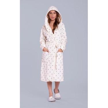Imagem de Roupao Adulto Fleece Lua Lua Owl Shines Poa Branco, G