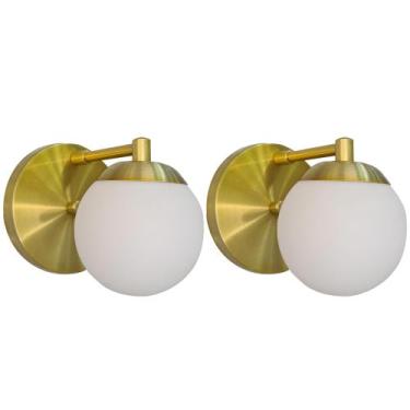Imagem de Kit 2 Arandelas Pequenas Jaboticaba em Vidro Dourado Fosco Led Inclusa