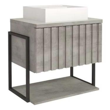 Imagem de Gabinete Para Banheiro Frise 60cm Sobrepor Metalon/cimento - MGM