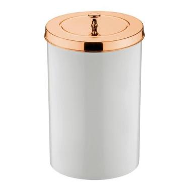 Imagem de Lixeira 8 Litros Tampa Cesto De Lixo Rose Gold Para Cozinha Banheiro E