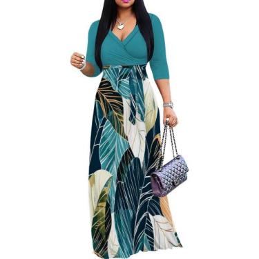 Imagem de Vestido longo plus size mollyer com decote V e bolsos