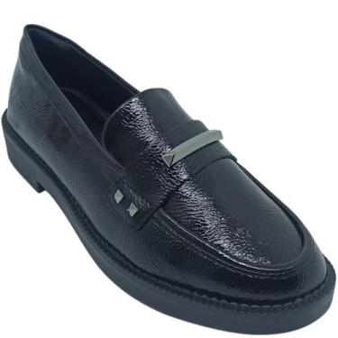 Imagem de Sapato Mocassim Ramarim Feminino Verniz Material Brilhante, Preto, 35