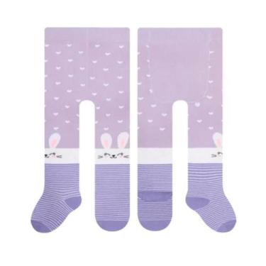Imagem de Meia Calça Estampada Bebê  Algodão Selene Ref 9000, Lilás, P