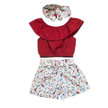 Imagem de Conjunto Crooped e Shorts Maquiagem Tam.1-2 - PopKids
