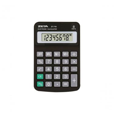 Imagem de Calculadora de Mesa Zeta Zt718 com Visor de 8 Dígitos para Escritório e Estudos Preto