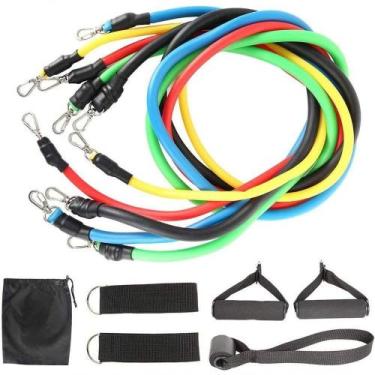 Imagem de 11 Peças Elástico Extensor Exercicio Funcional Até 100 Libras Kit Elás