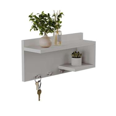 Imagem de Porta Chaves Nero Organizador com 4 Pinos e Espaço Interno Branco Mercado das Prateleiras 29CM