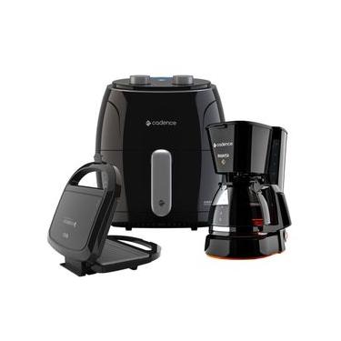 Imagem de Kit Super Cook com Fritadeira sem Óleo 3 e 8L Cafeteira 750ML Sanduicheira 750W Cadence 110V