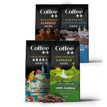 Imagem de Kit 4 Pacotes Café Especial em Grãos Coffee Mais Variedades: Arara, Caparaó, Chapada de Minas e Clássico - 100% Arábica (4x250g)