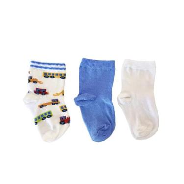 Imagem de Kit com 3 pares de Meia bebê menino Lupo, 16 a 19, Branco