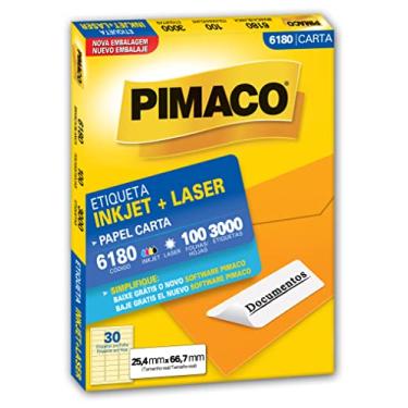 Imagem de Etiqueta Adesiva Pimaco, Ink-Jet/Laser Carta, 6180, Branca, 25.4x66.7mm, embalagem com 100 fls-3000 etiquetas, 874770