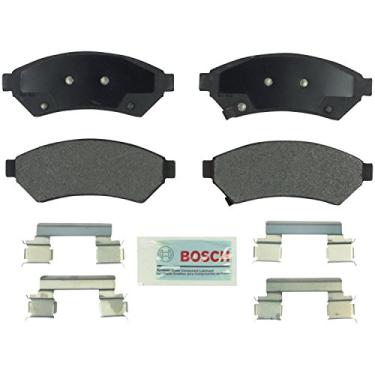 Imagem de BOSCH BE1075H Conjunto de pastilhas de freio a disco de cerâmica azul com ferragens - Compatível com Buick Allure, LaCrosse, Terraza; Chevrolet Uplander; Pontiac Grand Prix, Montana; Relé Saturno;