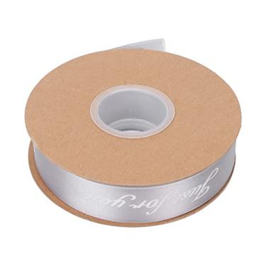 Imagem de Fita de cetim, impressão romântica DIY 45yd lavável Só para você Fita de decoração de festa para embalagem de bolo de aniversário(cinza prateado)