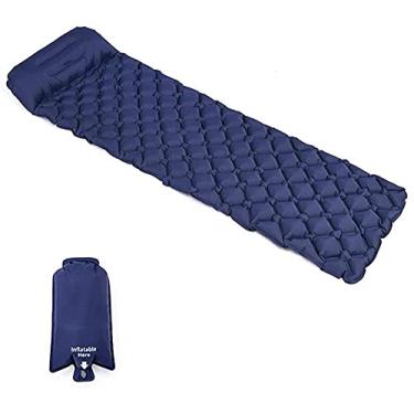Imagem de GQYYS Tapete de acampamento, almofada inflável ultraleve com travesseiro, impermeável e à prova de umidade – Colchão compacto e portátil para atividades ao ar livre, esportes, caminhadas, mochilão, viagens
