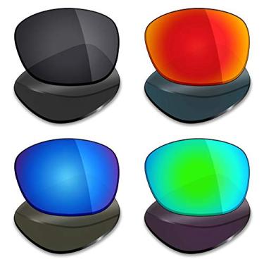 Imagem de 4 pares de lentes polarizadas de substituição Mryok para óculos de sol Oakley Drop in – Stealth preto/vermelho fogo/azul gelo/verde esmeralda