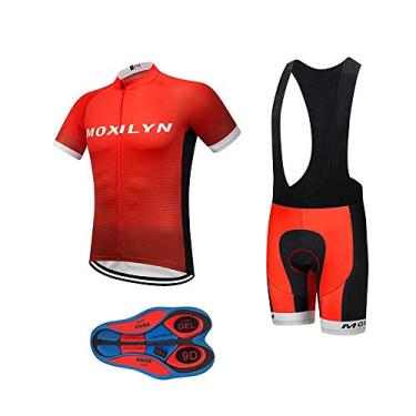 Imagem de MOXILYN Conjunto de camisa masculina de secagem rápida para ciclismo de bicicleta de estrada + shorts com gel 9D acolchoado MTB kit de roupas de equitação