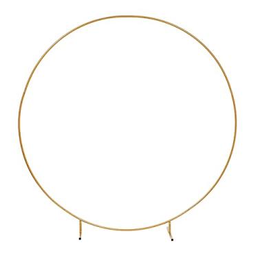 Imagem de LBLB Suporte de pano de fundo redondo, dourado/branco redondo de metal para decoração de festa de aniversário, decoração de casamento, decoração de formatura e decoração de fundo de foto de chá de bebê (ouro, 2,5)