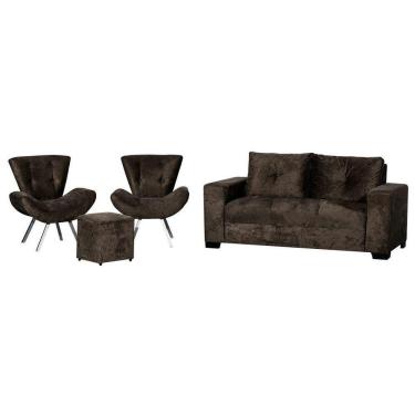 Imagem de Conjunto Capri Sofa 3 Lugares 2 Poltronas Riad E Puff Finezzi Chocolate