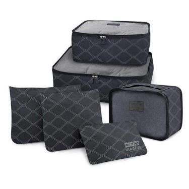 Imagem de Kit Organizador De Malas Com 6 Peças Estampado Viagem