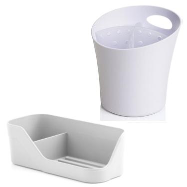 Imagem de Kit Cozinha Escorredor Suporte Talheres + Organizador De Pia Porta Detergente - Ou