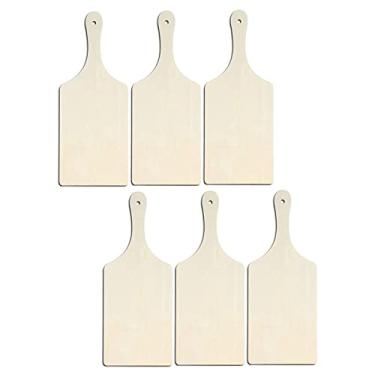 Imagem de Newmind 6x Bandeja de servir Tábua de cortar tábua de frutas para bancada louça de alimentos pão café tábua de cortar madeira para artesanato casa de cozinha, 9 x 23 cm quadrado