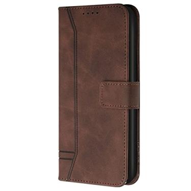 Imagem de Capa de telefone para iPhone 13 Mini/13/13 Pro/13 Pro Max, couro PU flip capa de telefone carteira com suporte para cartão capa de livro com fecho magnético suporte, marrom, 13 Pro 15,1 cm