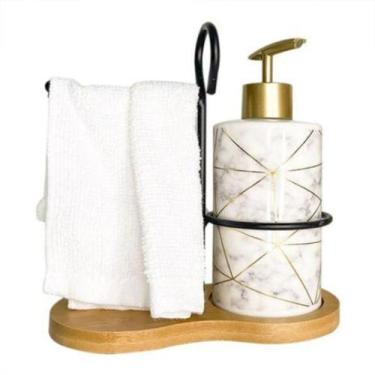 Imagem de Kit Para Banheiro De Porcelana - 3Pçs - Branco - Am1351 - Amigold