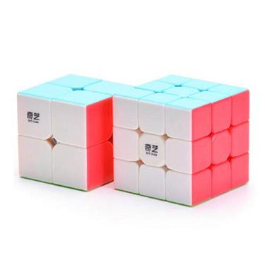 Imagem de CuberSpeed Bundle QY Toys 3x3 Stickerless with 2x2 Speed Cube Speed Cube Set 2x2 3x3 Magic Cube