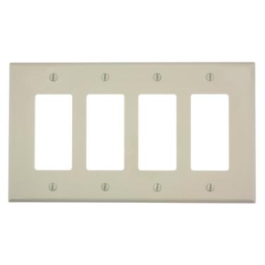 Imagem de Leviton PJ264-I 4-Gang Decora/GFCI placa de parede, tamanho médio, marfim
