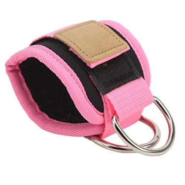 Imagem de Correias de tornozeleira, equipamento de polia portátil, interior macio de alta segurança, espaço confortável para exercícios Rosa