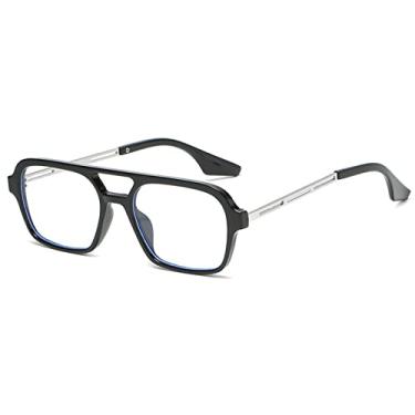 Imagem de Retro pontes duplas óculos de sol femininos moda luxo gradiente óculos tendência oco leopardo azul óculos de sol masculino tons uv400, preto claro, como imagem