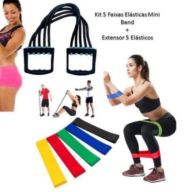 Imagem de 5 Faixas Elásticas Pilates Extensor 5 Elástico Academia - Concise Fash