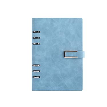 Imagem de Fivela magnética Capa dura A5 Caderno de couro Bloco de notas Pasta de argolas Planejador Agenda Livro de notas de negócios Artigos de papelaria, U, k, azul céu, A5