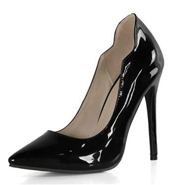 Imagem de Sapatos femininos stiletto sapatos de salto alto para senhoras bico fino designer escarpin sapatos de vestido de noite sapatos para festa baile casamento salto agulha stiletto, preto, 36 UE/5 EUA