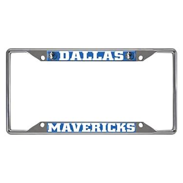 Imagem de FANMATS Moldura de placa de licença de metal cromado Dallas Mavericks, 14853, cores do time, 15,88 cm x 31,13 cm