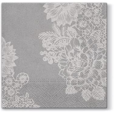 Imagem de Guardanapos decorativos LOVELY RACE guardanapos cinza, guardanapos de prata com padrão floral de renda 40 peças, guardanapos descartáveis decorativos
