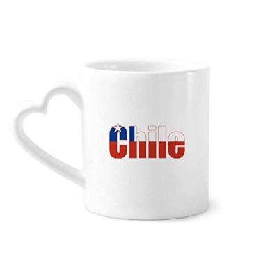 Imagem de Caneca com nome da bandeira do país do Chile Caneca de café cerâmica copo de coração de vidro
