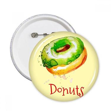 Imagem de Aquarela pintada à mão donut verde sobremesa pinos redondos crachá botão emblema acessório decoração 5 peças