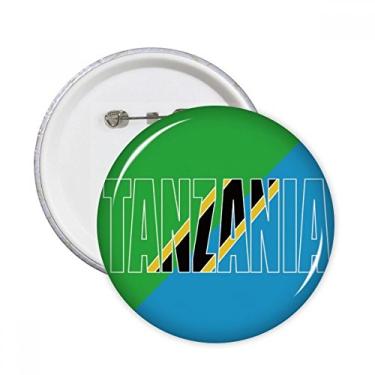 Imagem de Broche redondo com nome da bandeira do país da Tanzânia com emblema de botão para decoração 5 peças
